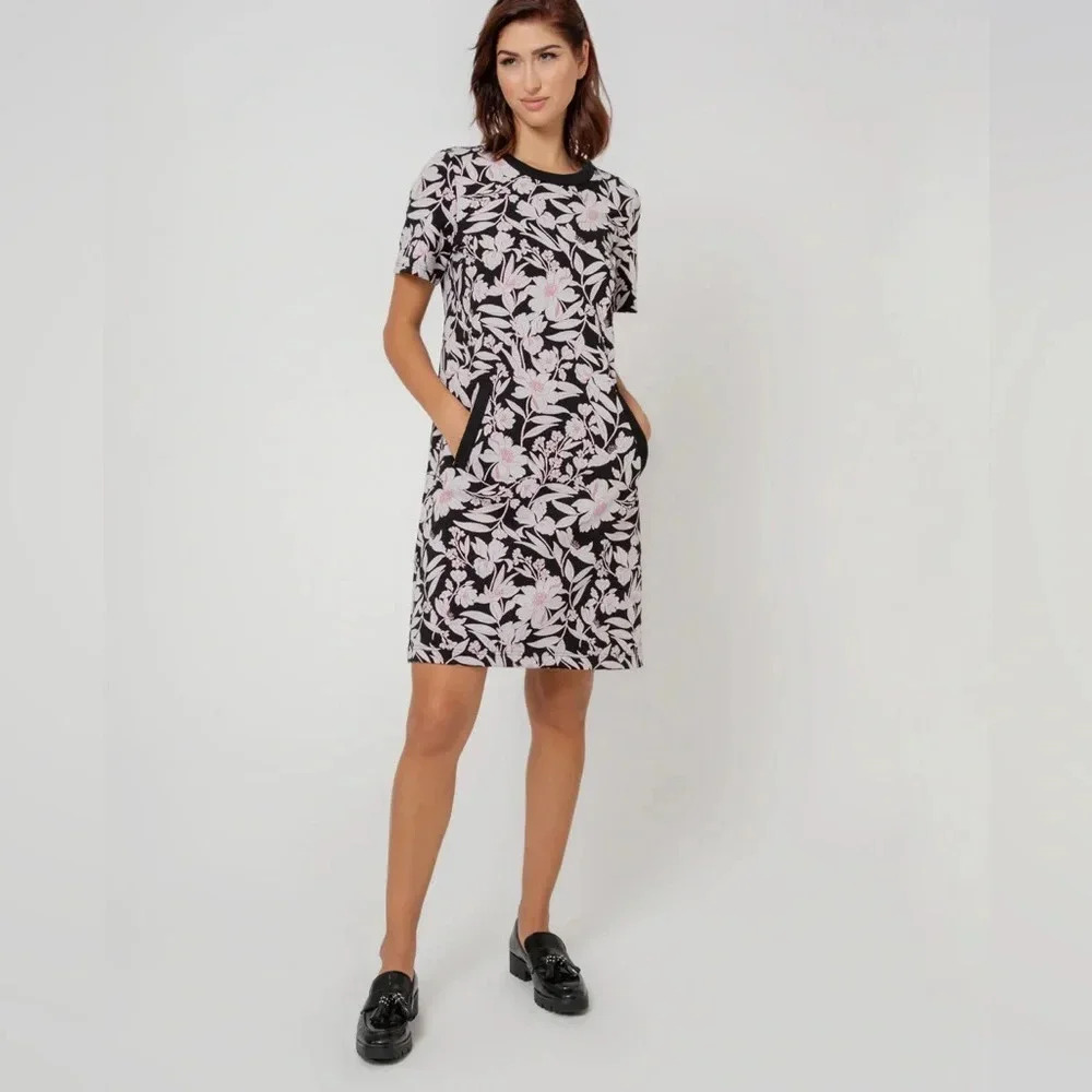 Leota Black and Pink Floral Dress